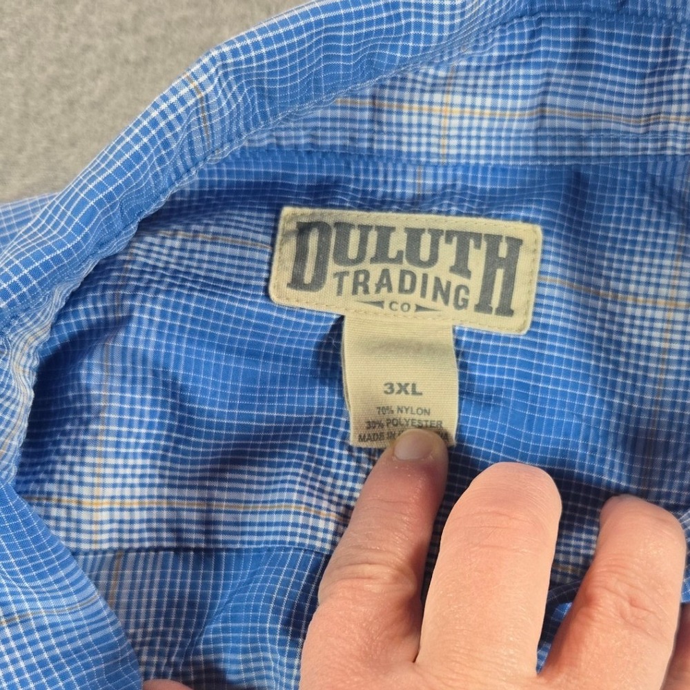 Duluth Trading Co Button Down Shirt Mens 3XL Blue Plaid Short Sleeve Workwear - Picture 3 of 5